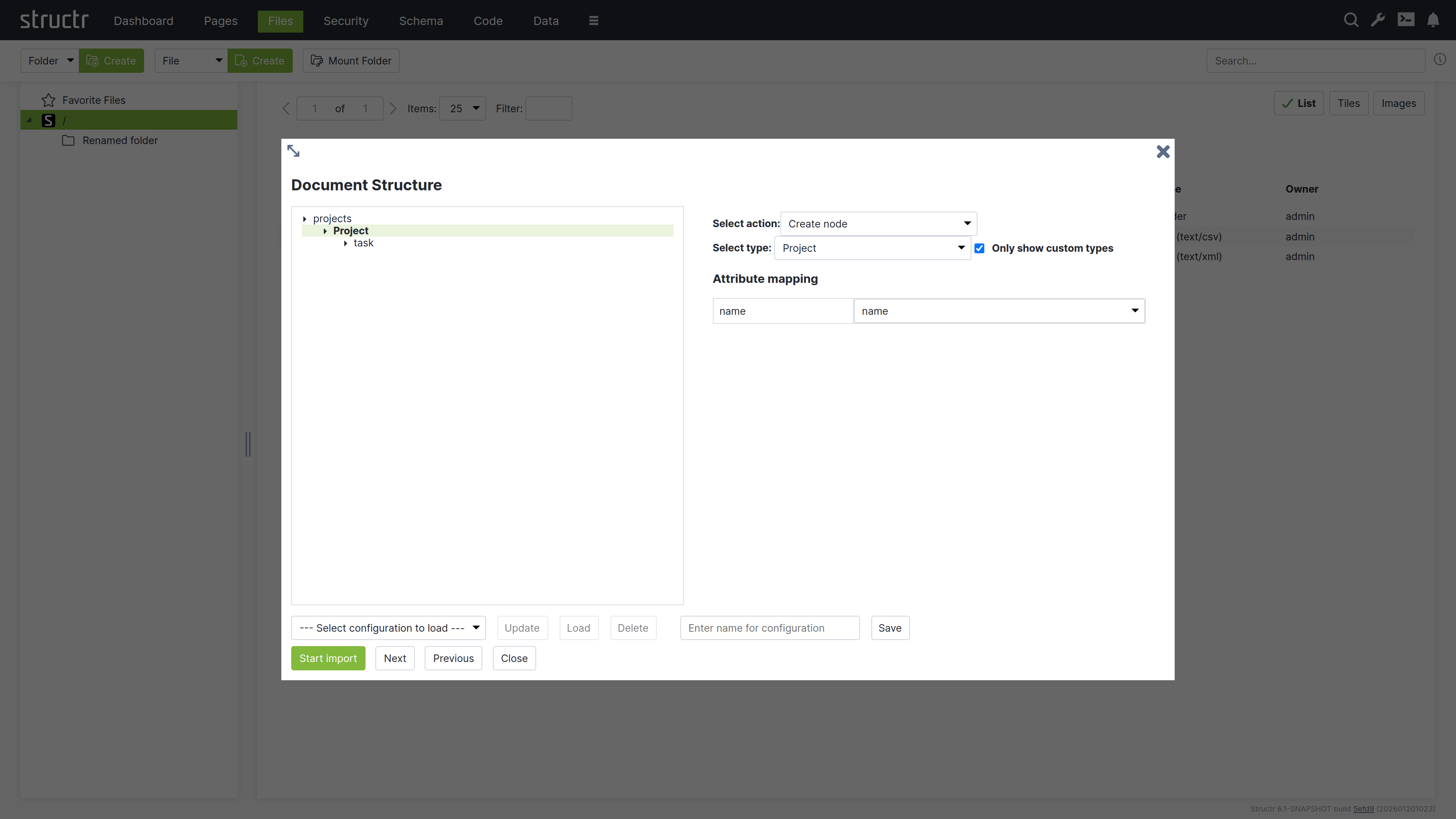 The XML Import Wizard