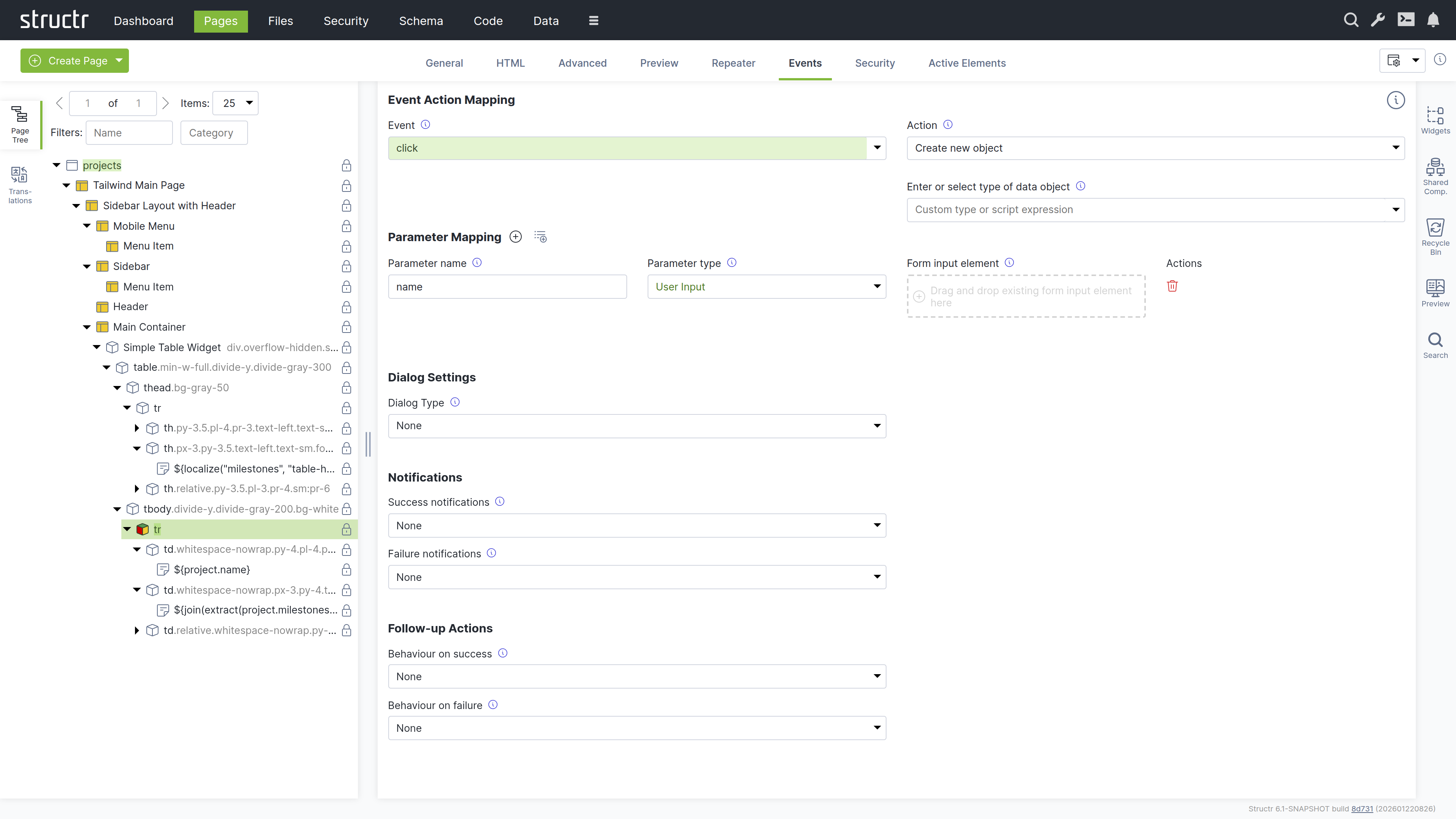 Event Action Mappings